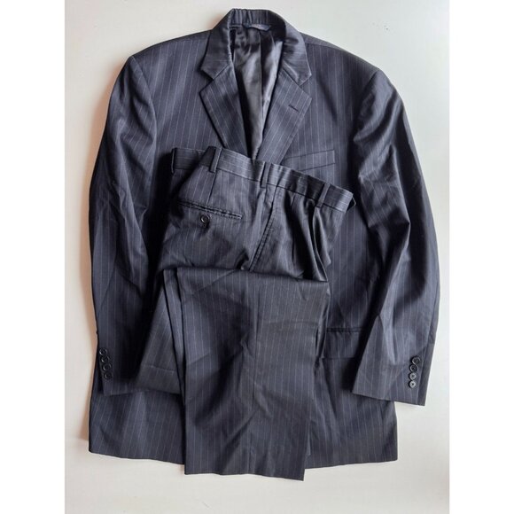 BROOKS BROTHERS 1818 Madison Navy Blue Pinstripe Wool Suit, Size 45L/40W - Picture 4 of 16